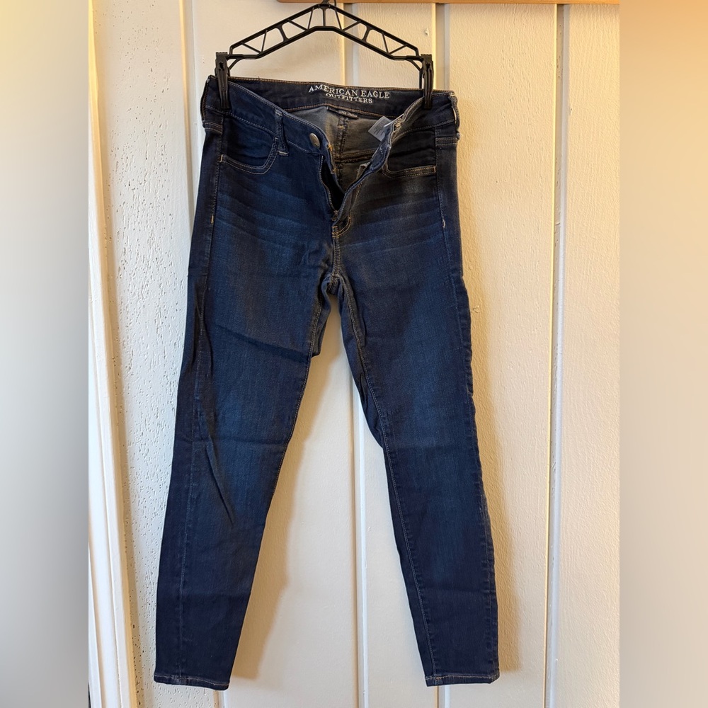 American Eagle Outfitters Women's Dark Blue Skinny Jeans Jegging 4S 4 short